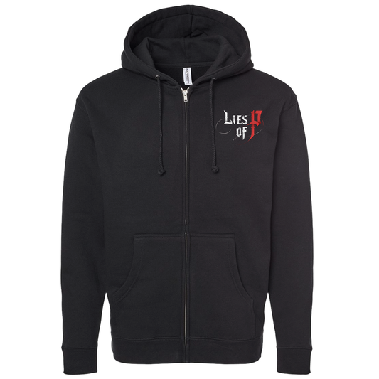 Lies of P - Falcon Eyes Front Chest Logo/Full Back Print Full Zip Hoodie (Black Body)
